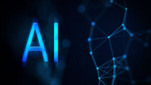 An image of glowing AI letters