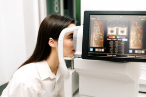 A patient getting a retinal scan