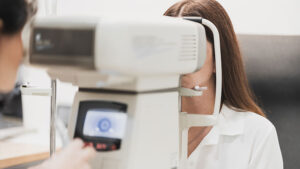 A patient gets a retina scan
