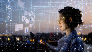 A woman using artificial intelligence