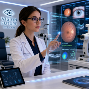 A female eye doctor integrating AI into her practice